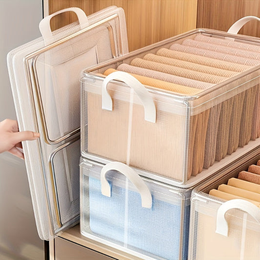 Boîtes de rangement empilables robustes avec couvercle – Ensemble de 4 pour vêtements et livres