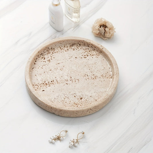 Plateau rond en marbre – Solution de décoration et de rangement luxueuse