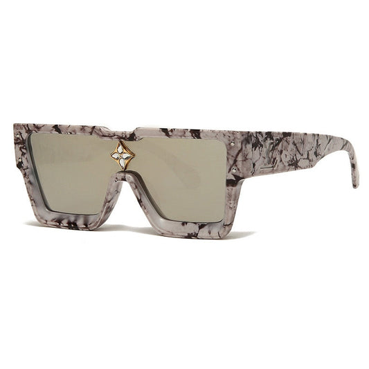 Lunettes de soleil carrées surdimensionnées avec cadre en cristal