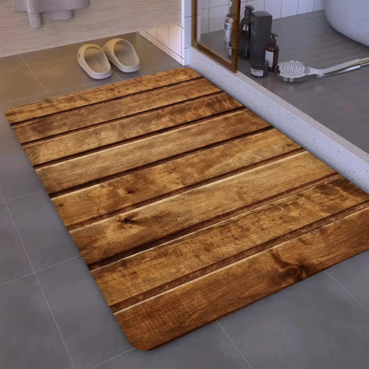 Tapis de sol en PVC imperméable avec motif bois – Élégant et robuste pour l'entrée et la salle de bain
