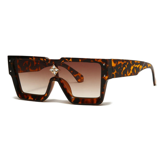 Lunettes de soleil carrées surdimensionnées avec cadre en cristal