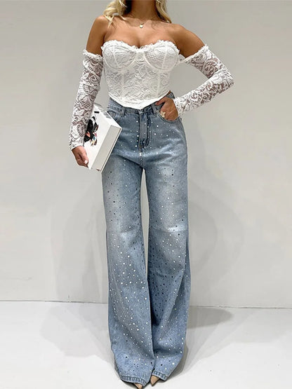 Marlene™ Pantalon Évasé Brillant