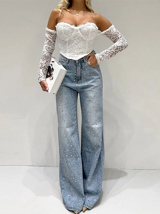 Marlene™ Pantalon Évasé Brillant