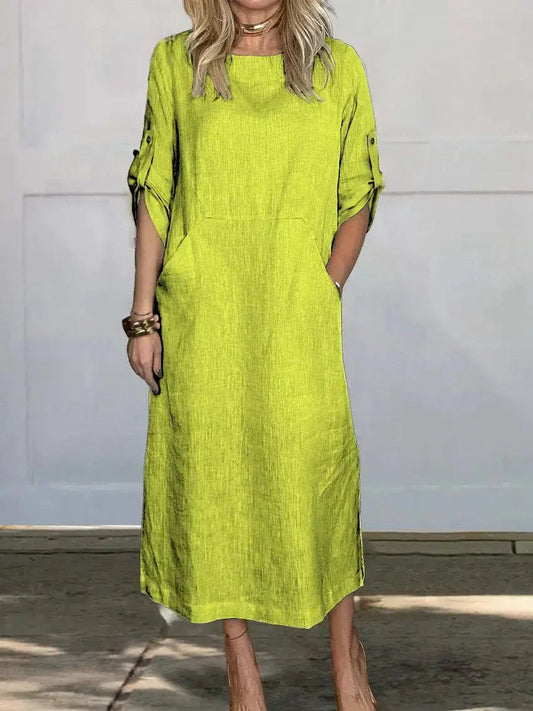 Robe Maxi Élégante en Coton et Lin – Femme – Hanna