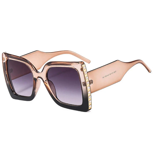 Lunettes de soleil carrées surdimensionnées avec strass