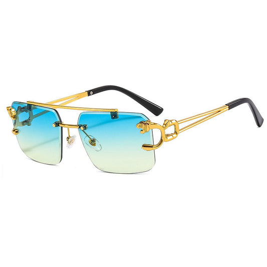 Lunettes de soleil sans monture à double pont avec dégradé