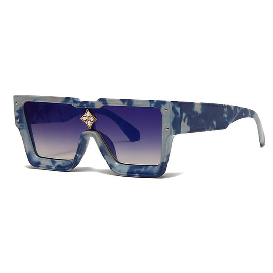 Lunettes de soleil carrées surdimensionnées avec cadre en cristal