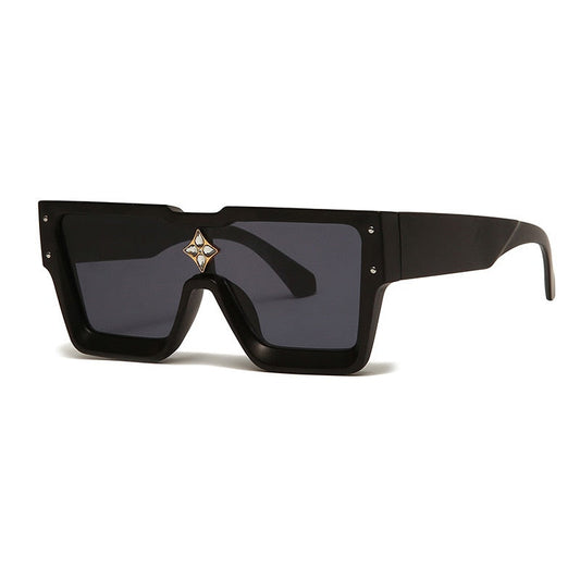 Lunettes de soleil carrées surdimensionnées avec cadre en cristal
