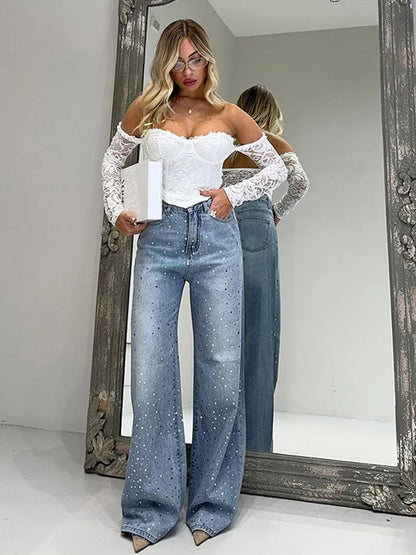 Marlene™ Pantalon Évasé Brillant