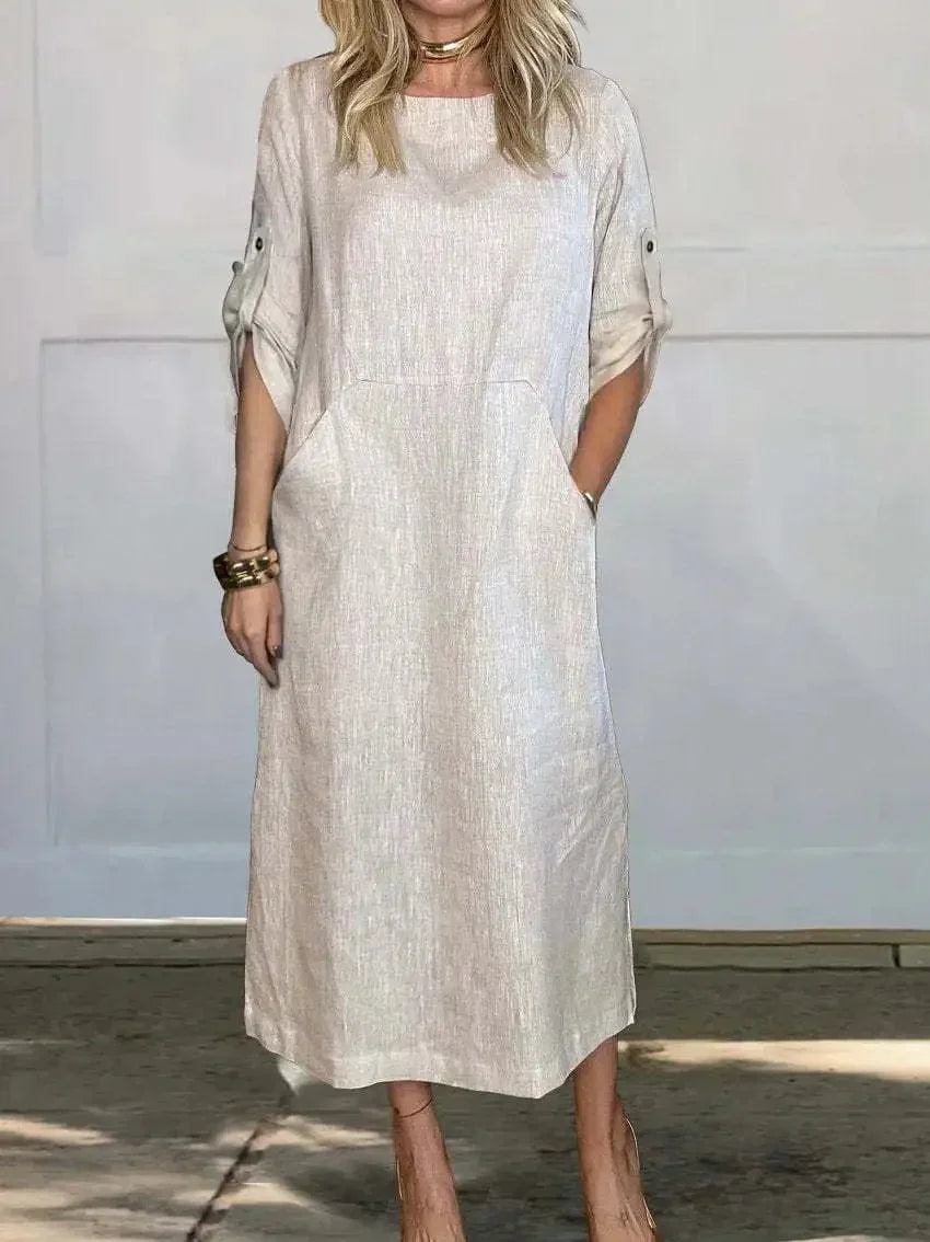 Robe Maxi Élégante en Coton et Lin – Femme – Hanna