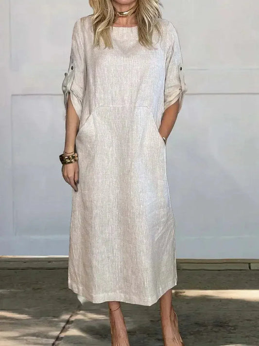 Robe Maxi Élégante en Coton et Lin – Femme – Hanna