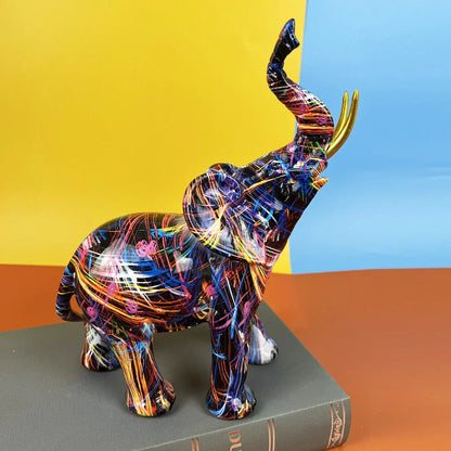 Sculpture d'éléphant colorée | Décoration d'art abstrait