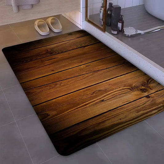 Tapis de sol en PVC imperméable avec motif bois – Élégant et robuste pour l'entrée et la salle de bain