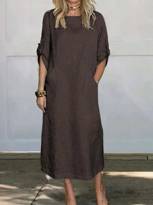 Robe Maxi Élégante en Coton et Lin – Femme – Hanna