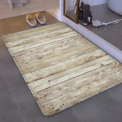 Tapis de sol en PVC imperméable avec motif bois – Élégant et robuste pour l'entrée et la salle de bain