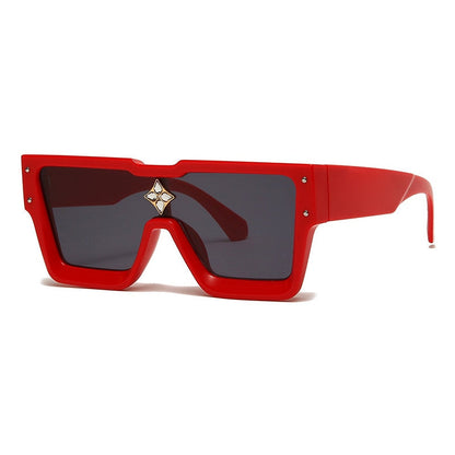 Lunettes de soleil carrées surdimensionnées avec cadre en cristal
