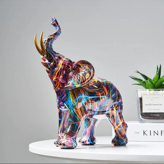 Sculpture d'éléphant colorée | Décoration d'art abstrait
