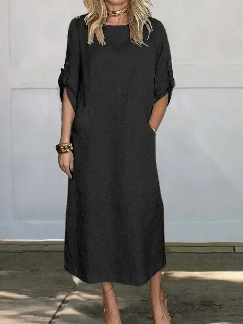 Robe Maxi Élégante en Coton et Lin – Femme – Hanna
