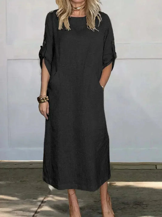 Robe Maxi Élégante en Coton et Lin – Femme – Hanna