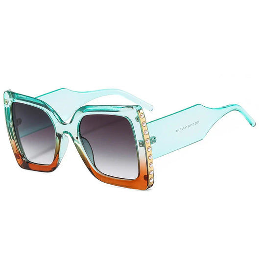 Lunettes de soleil carrées surdimensionnées avec strass