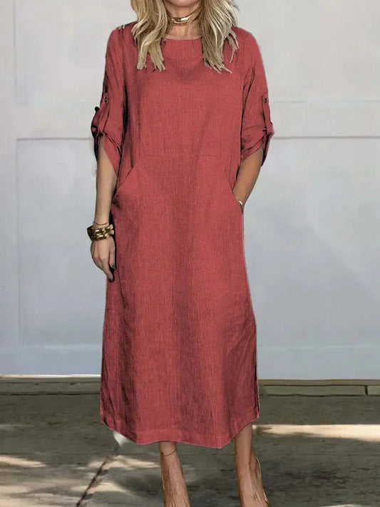 Robe Maxi Élégante en Coton et Lin – Femme – Hanna