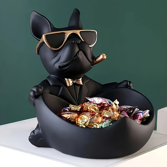 Plateau de rangement Sander Bulldog – Pièce décorative ludique et fonctionnelle en résine pour la maison