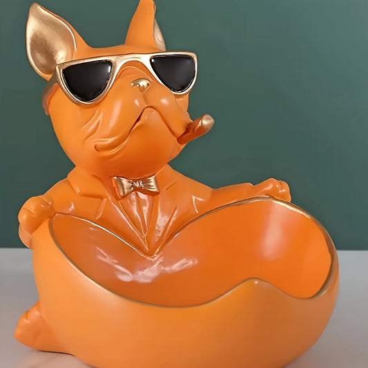 Plateau de rangement Sander Bulldog – Pièce décorative ludique et fonctionnelle en résine pour la maison