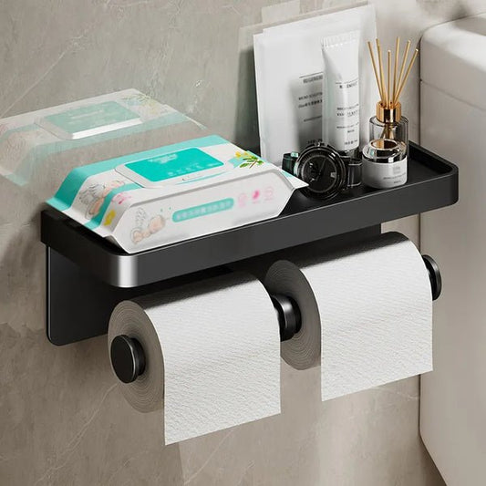 Saniflex Porte-papier toilette multifonction – Organisateur de salle de bain gain de place