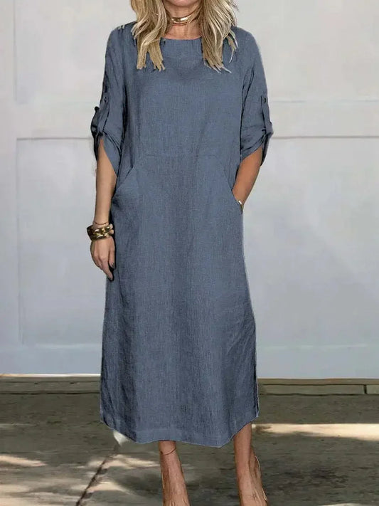 Robe Maxi Élégante en Coton et Lin – Femme – Hanna