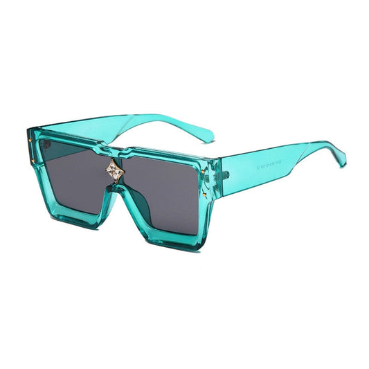 Lunettes de soleil carrées surdimensionnées avec cadre en cristal