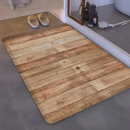 Tapis de sol en PVC imperméable avec motif bois – Élégant et robuste pour l'entrée et la salle de bain