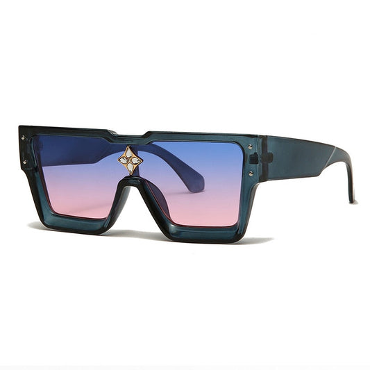 Lunettes de soleil carrées surdimensionnées avec cadre en cristal
