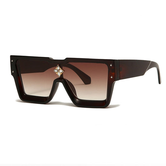 Lunettes de soleil carrées surdimensionnées avec cadre en cristal