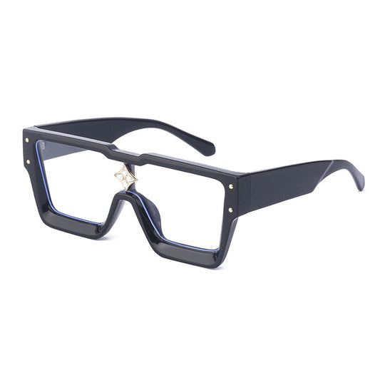 Lunettes de soleil carrées surdimensionnées avec cadre en cristal