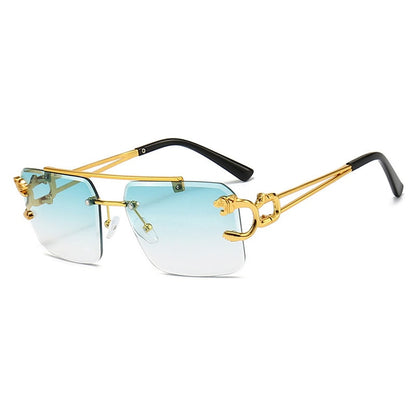 Lunettes de soleil sans monture à double pont avec dégradé