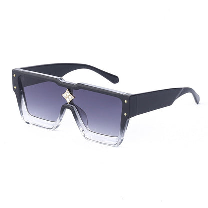Lunettes de soleil carrées surdimensionnées avec cadre en cristal