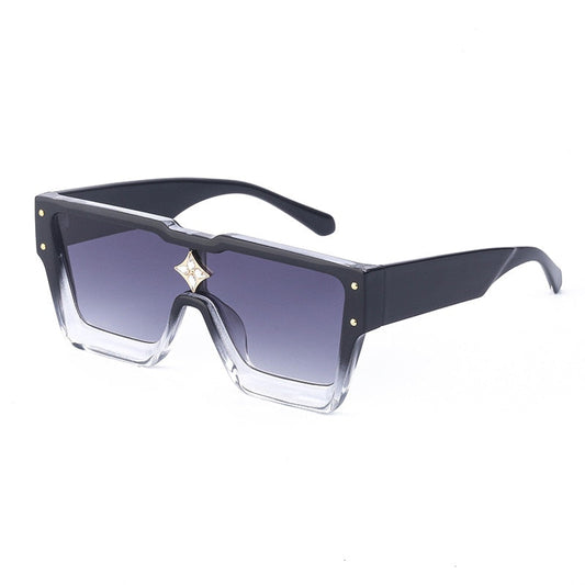 Lunettes de soleil carrées surdimensionnées avec cadre en cristal