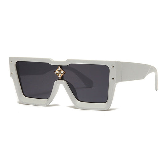 Lunettes de soleil carrées surdimensionnées avec cadre en cristal