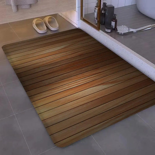 Tapis de sol en PVC imperméable avec motif bois – Élégant et robuste pour l'entrée et la salle de bain