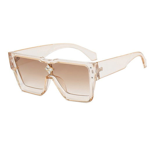 Lunettes de soleil carrées surdimensionnées avec cadre en cristal