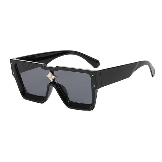Lunettes de soleil carrées surdimensionnées avec cadre en cristal