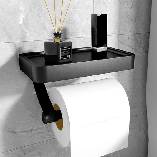 Support de papier toilette SleekShelf en acier inoxydable avec étagère – Montage sans perçage