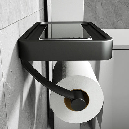 Support de papier toilette SleekShelf en acier inoxydable avec étagère – Montage sans perçage