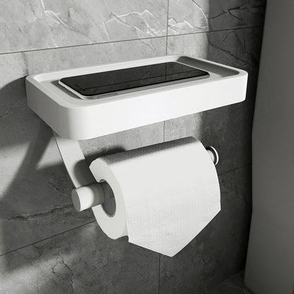 Support de papier toilette SleekShelf en acier inoxydable avec étagère – Montage sans perçage
