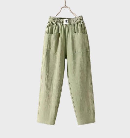 Aurélie - Pantalon Confortable En Lin À Coupe Droite Avec Poches Et Taille Volantée