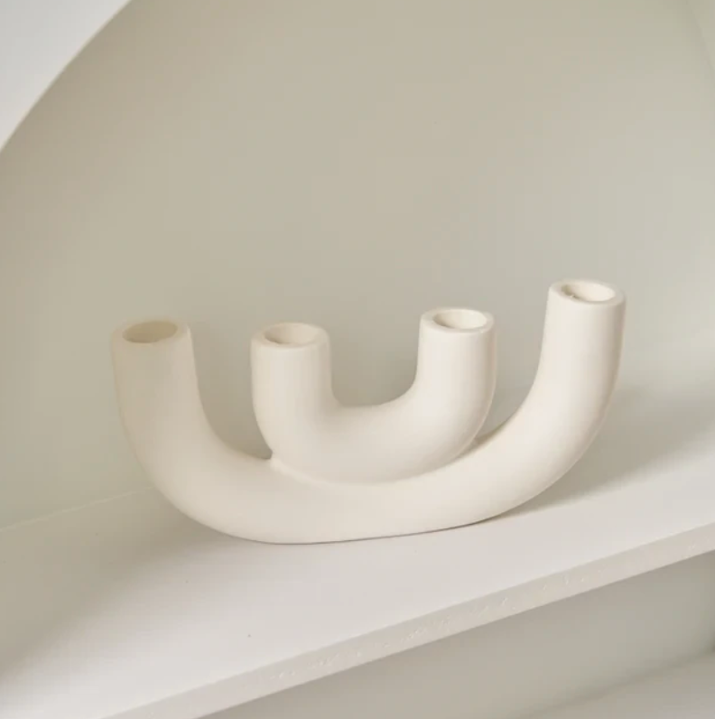 Bougeoir en céramique élégant – Design moderne fait main pour une décoration intérieure élégante – Quatre formes uniques