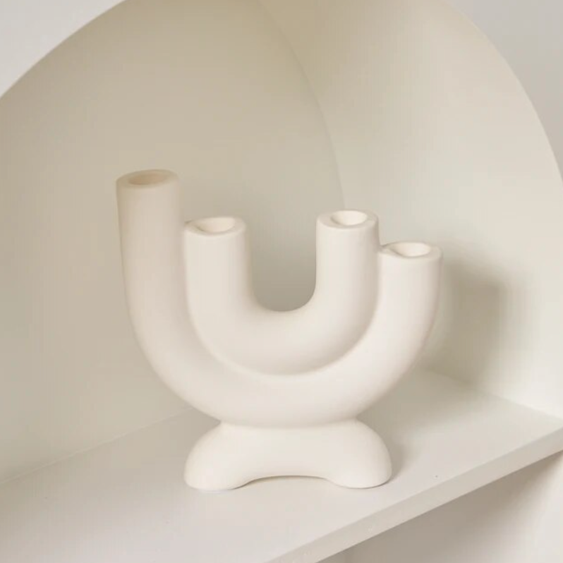 Bougeoir en céramique élégant – Design moderne fait main pour une décoration intérieure élégante – Quatre formes uniques