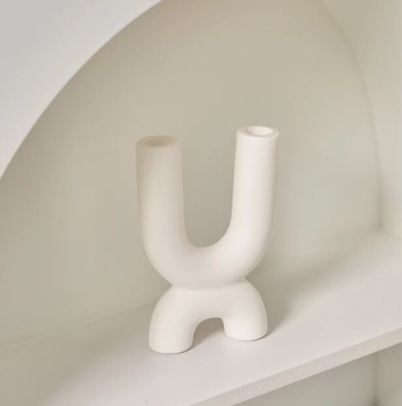 Bougeoir en céramique élégant – Design moderne fait main pour une décoration intérieure élégante – Quatre formes uniques