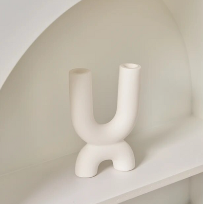 Bougeoir en céramique élégant – Design moderne fait main pour une décoration intérieure élégante – Quatre formes uniques