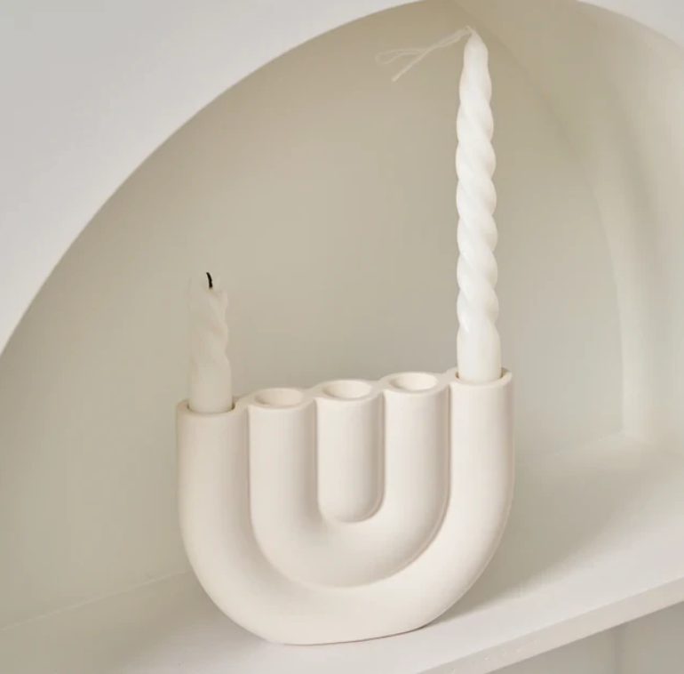 Bougeoir en céramique élégant – Design moderne fait main pour une décoration intérieure élégante – Quatre formes uniques